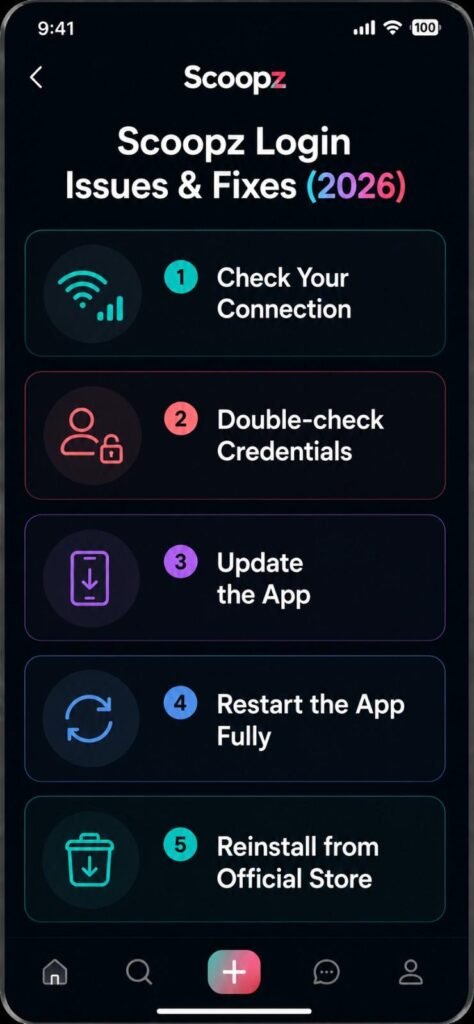 Scoopz Login Issues fixes